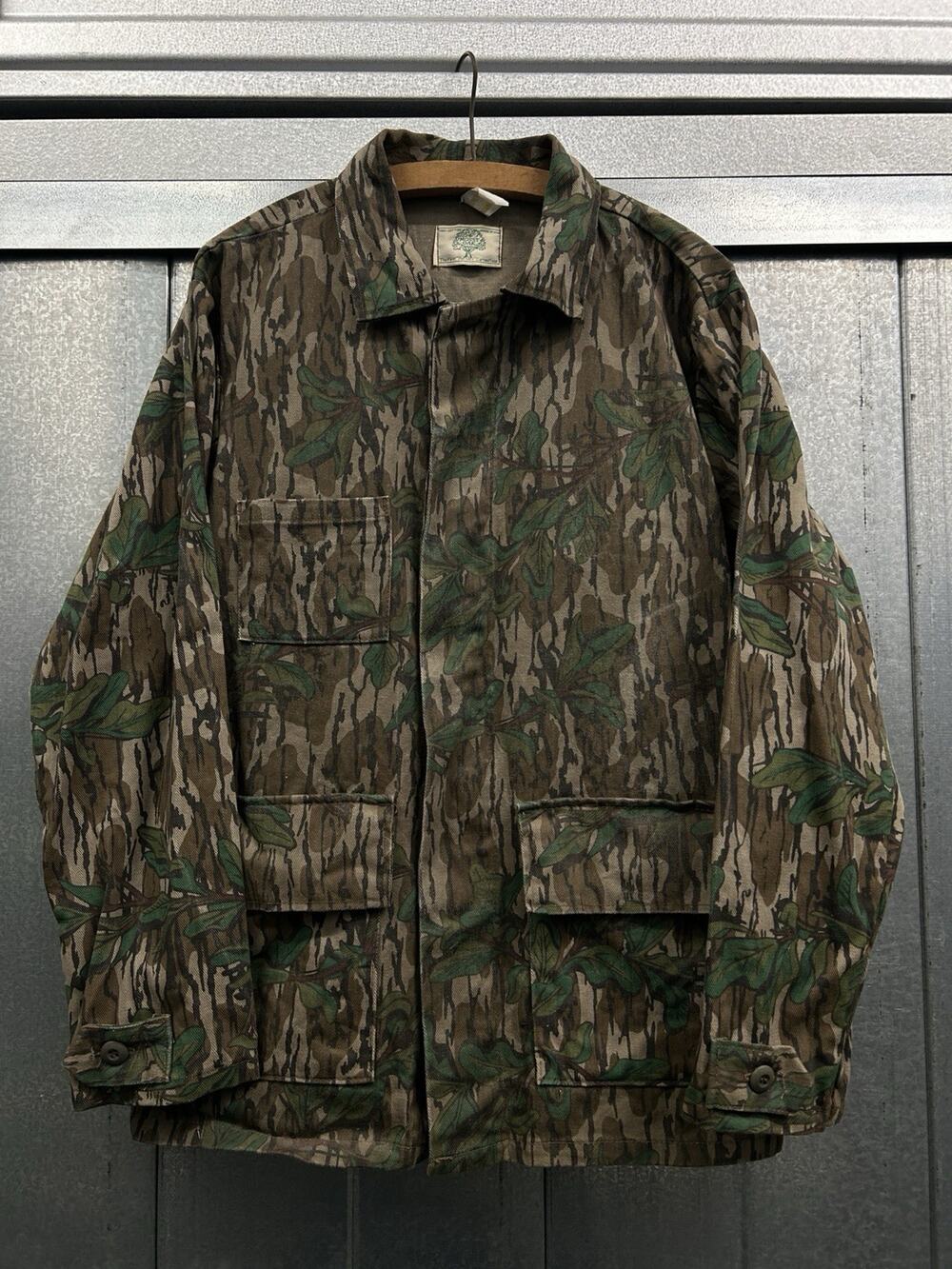 Vintage Mossy Oak Green Leaf Jacket Size Medium USA Made 80s 90s Hunting Camo